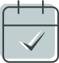 Calendar icon with checkmark indicating appointment scheduled or completed task.