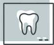 White tooth icon displayed on gray dental presentation screen or slide