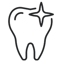 Tooth with sparkle star indicating dental cleanliness and brightness for Creating Smiles Dental.